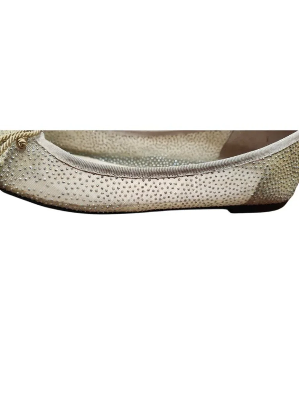 Pretty Ballerinas Size 40 Crystal Studded Ballet Flats Beige Gold Spain EU 40 - Picture 7 of 14